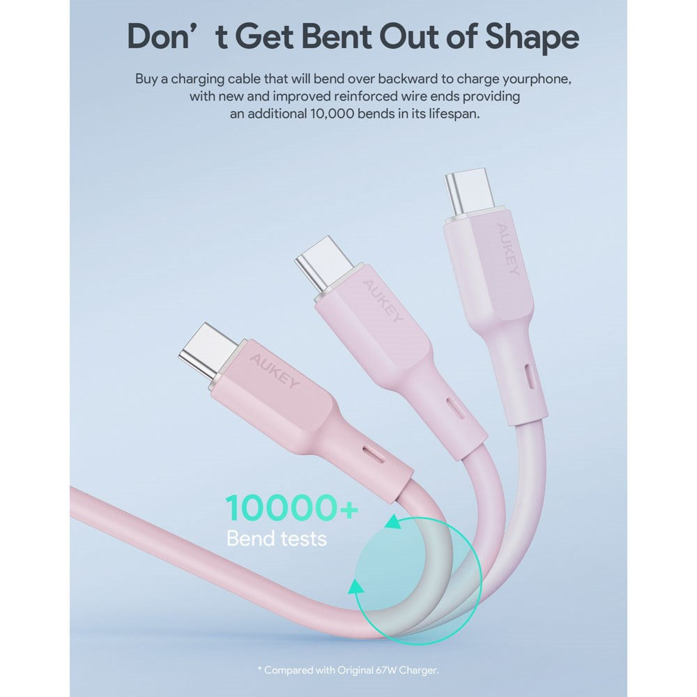 Aukey CB-SCC101 100W USB-C till USB-C-Kabel - 1m - Rosa