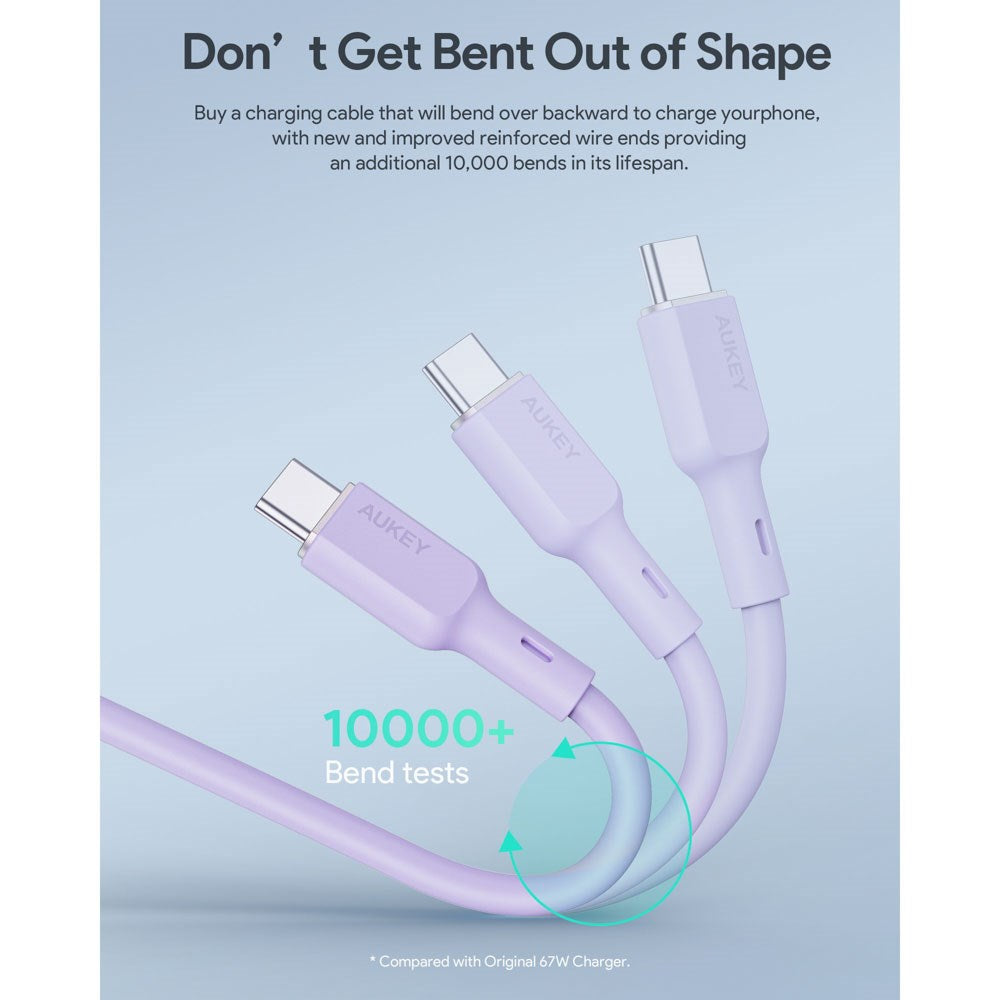 Aukey CB-SCC101 100W USB-C till USB-C-Kabel - 1m - Lila