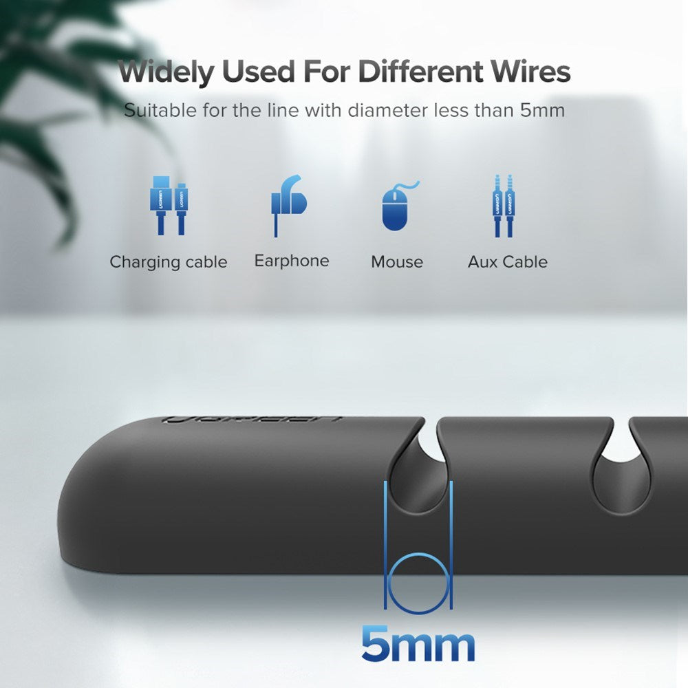 Flexibel & Självhäftande Kabelhållare med 7 Platser - Svart