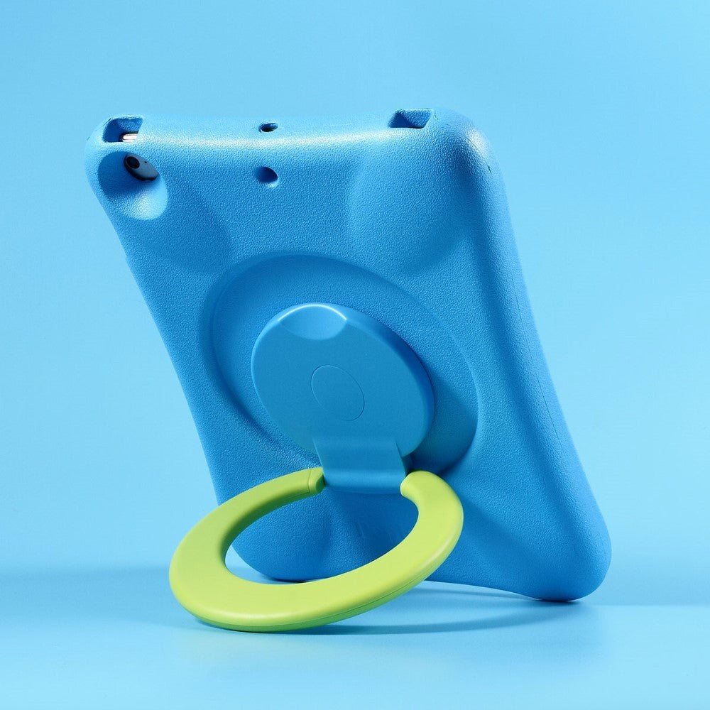 iPad 9.7" (2018 / 2017) Pepkoo Shockproof Skal med 360 Graders Stativ - Blå / Grön