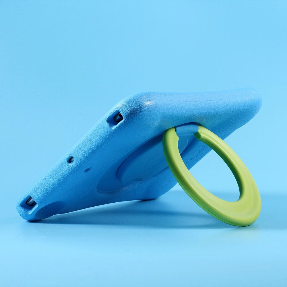 iPad 9.7" (2018 / 2017) Pepkoo Shockproof Skal med 360 Graders Stativ - Blå / Grön