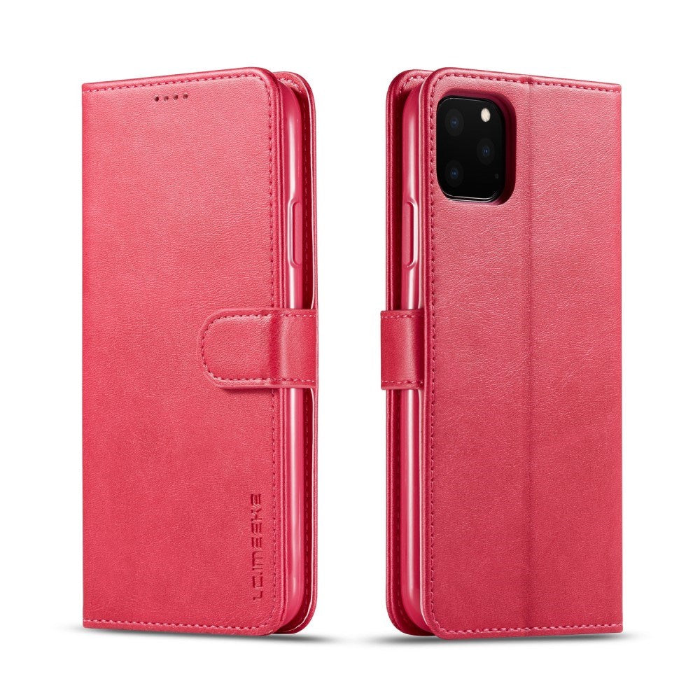 iPhone 11 Pro Max Konstläder Flip Fodral m. Korthållare & Ställfunktion - Rosa
