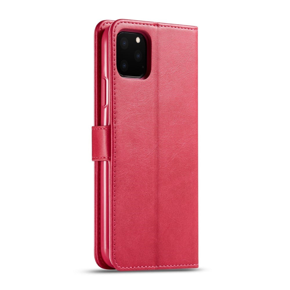 iPhone 11 Pro Max Konstläder Flip Fodral m. Korthållare & Ställfunktion - Rosa