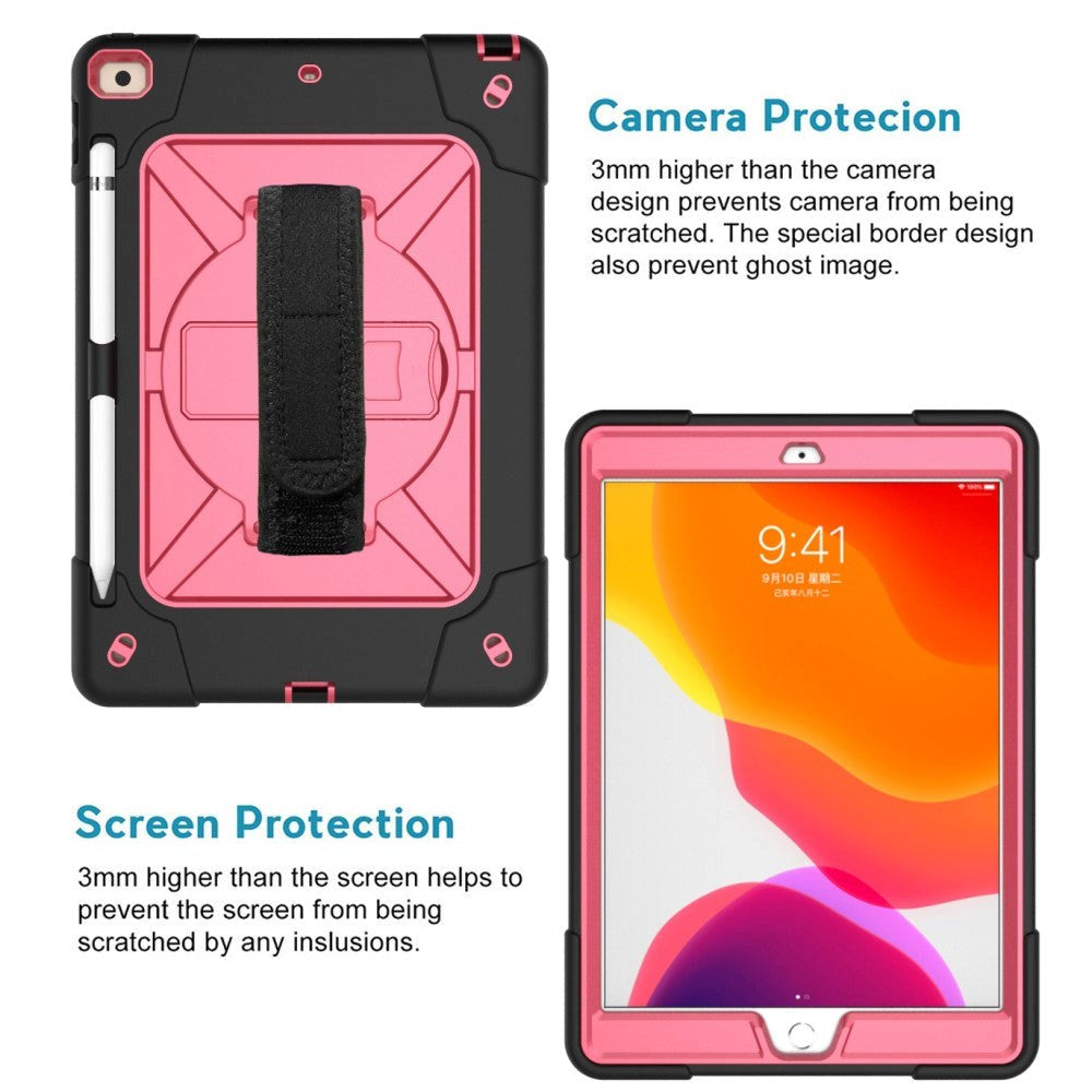 iPad 10.2" (2021 / 2020 / 2019) Tåligt Skal med Handhållare och Axelrem - Svart / Rosa