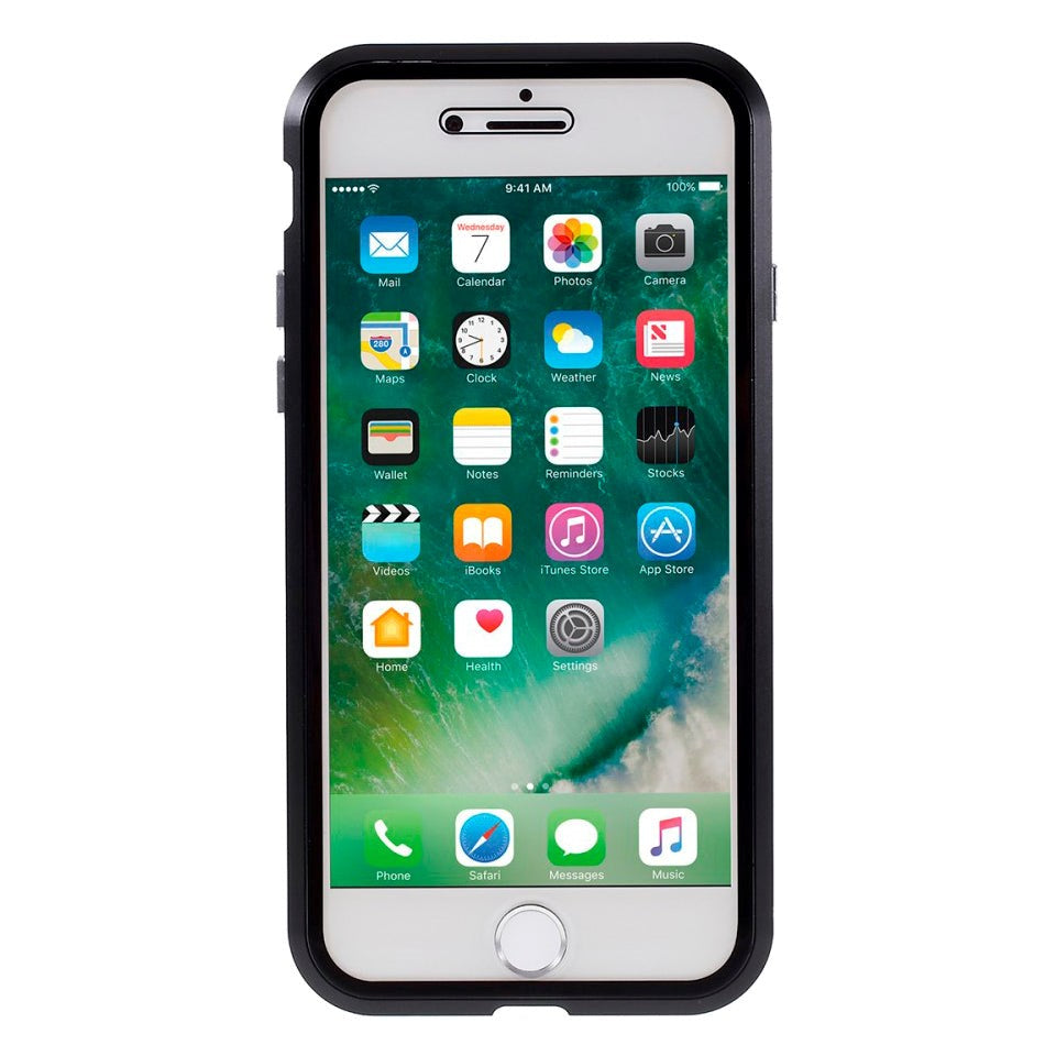 iPhone SE (2022/2020) / 8 / 7 360⁰ Magnetiskt Skal med Glas Framsida och Baksida - Svart