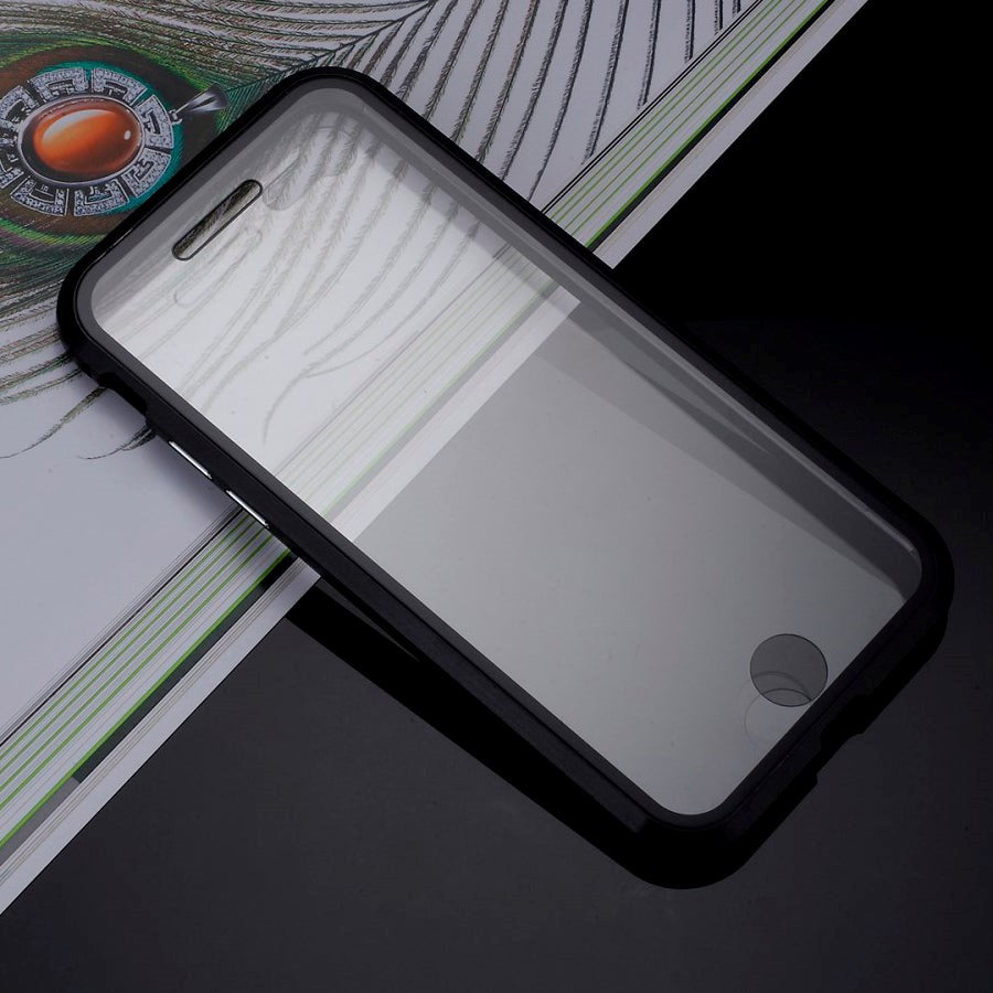 iPhone SE (2022/2020) / 8 / 7 360⁰ Magnetiskt Skal med Glas Framsida och Baksida - Svart