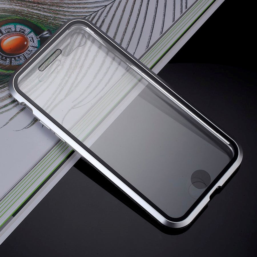 iPhone SE (2022/2020) / 8 / 7 360⁰ Magnetiskt Skal med Glas Framsida och Baksida - Silver
