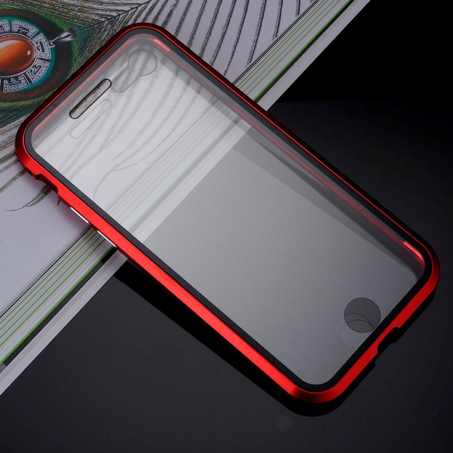 iPhone SE (2022/2020) / 8 / 7 360⁰ Magnetiskt Skal med Glas Framsida och Baksida - Röd