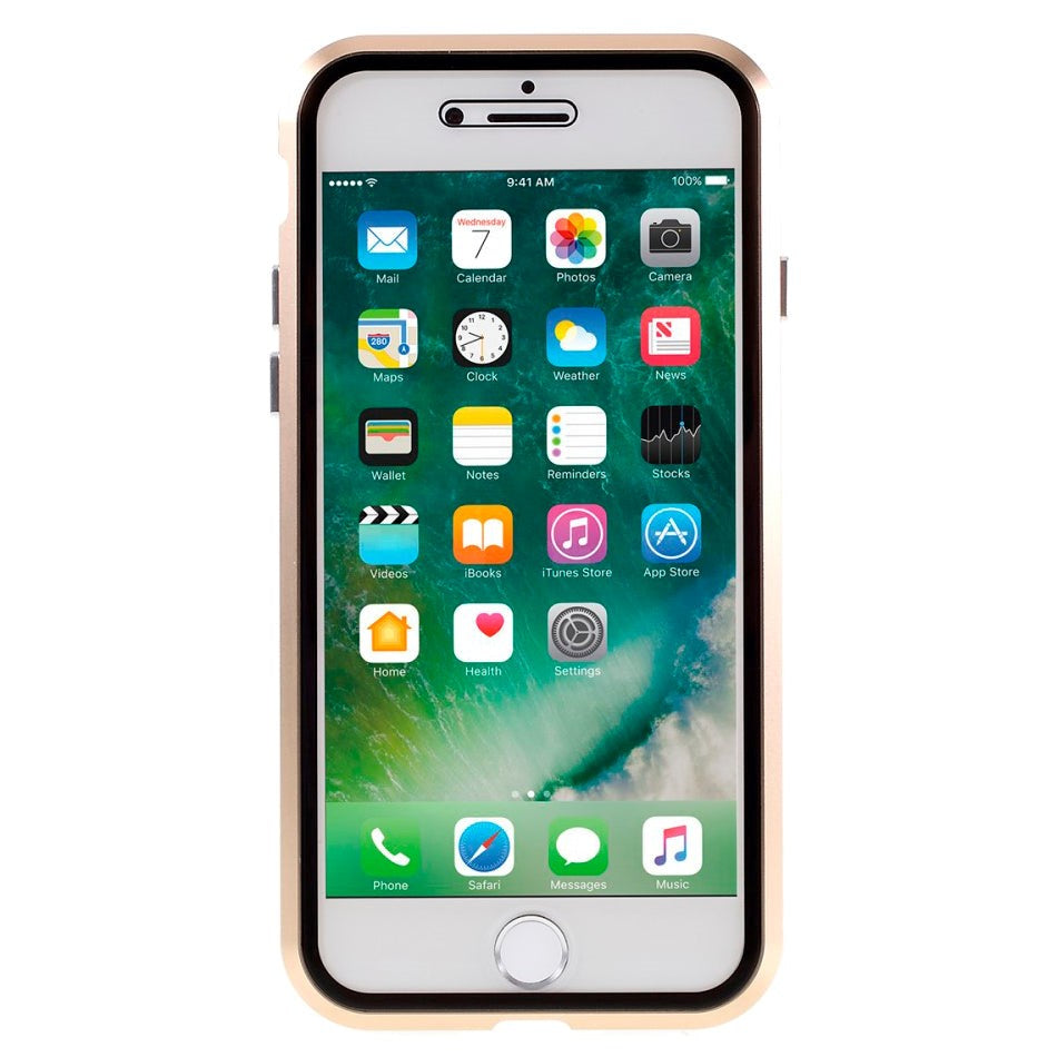 iPhone SE (2022/2020) / 8 / 7 360⁰ Magnetiskt Skal med Glas Framsida och Baksida - Guld