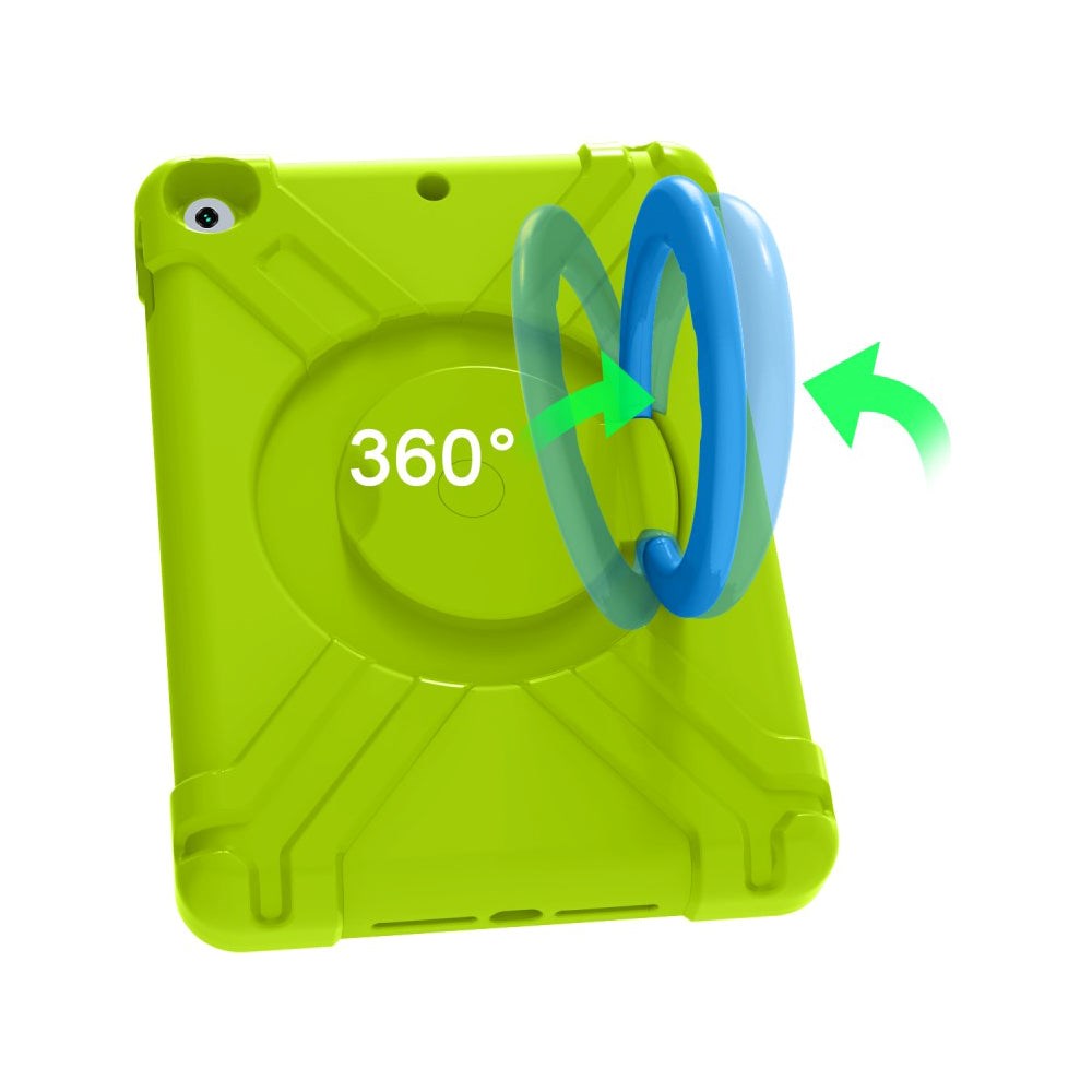 iPad 10.2" (2021 / 2020 / 2019) Barnskal med Stativfunktion och Handtag - Grön / Blå