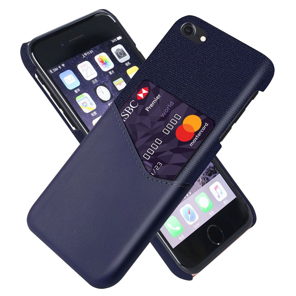 iPhone SE (2022/2020) / 8 / 7 Skal med Kortficka - Läder och Textil - Blå