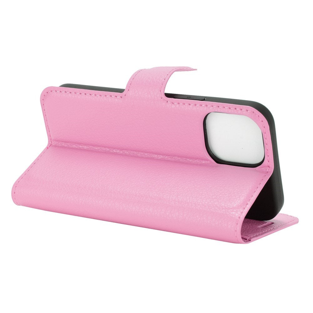 EIDERWOOD iPhone 12 Mini Konstläder Flip Fodral m. Korthållare & Ställfunktion - Rosa