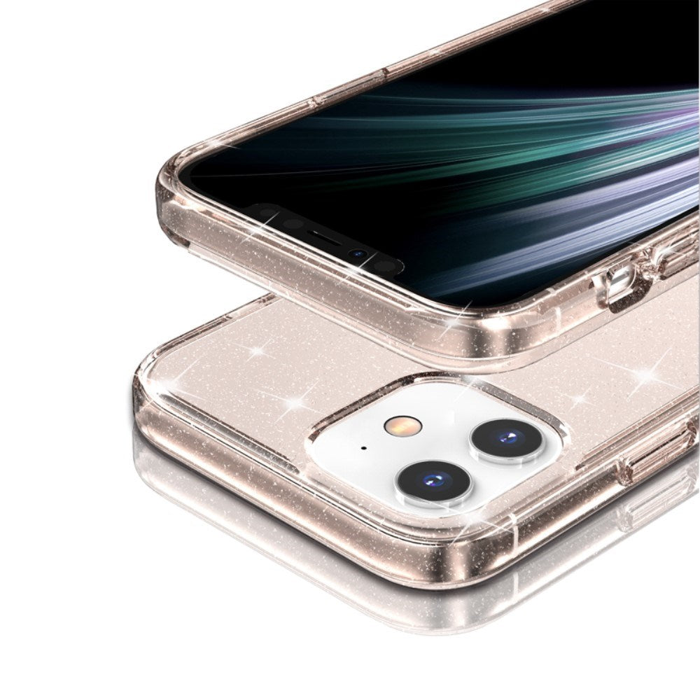 iPhone 12 Mini Skal Hybridplast - Glitter - Genomskinlig / Guld
