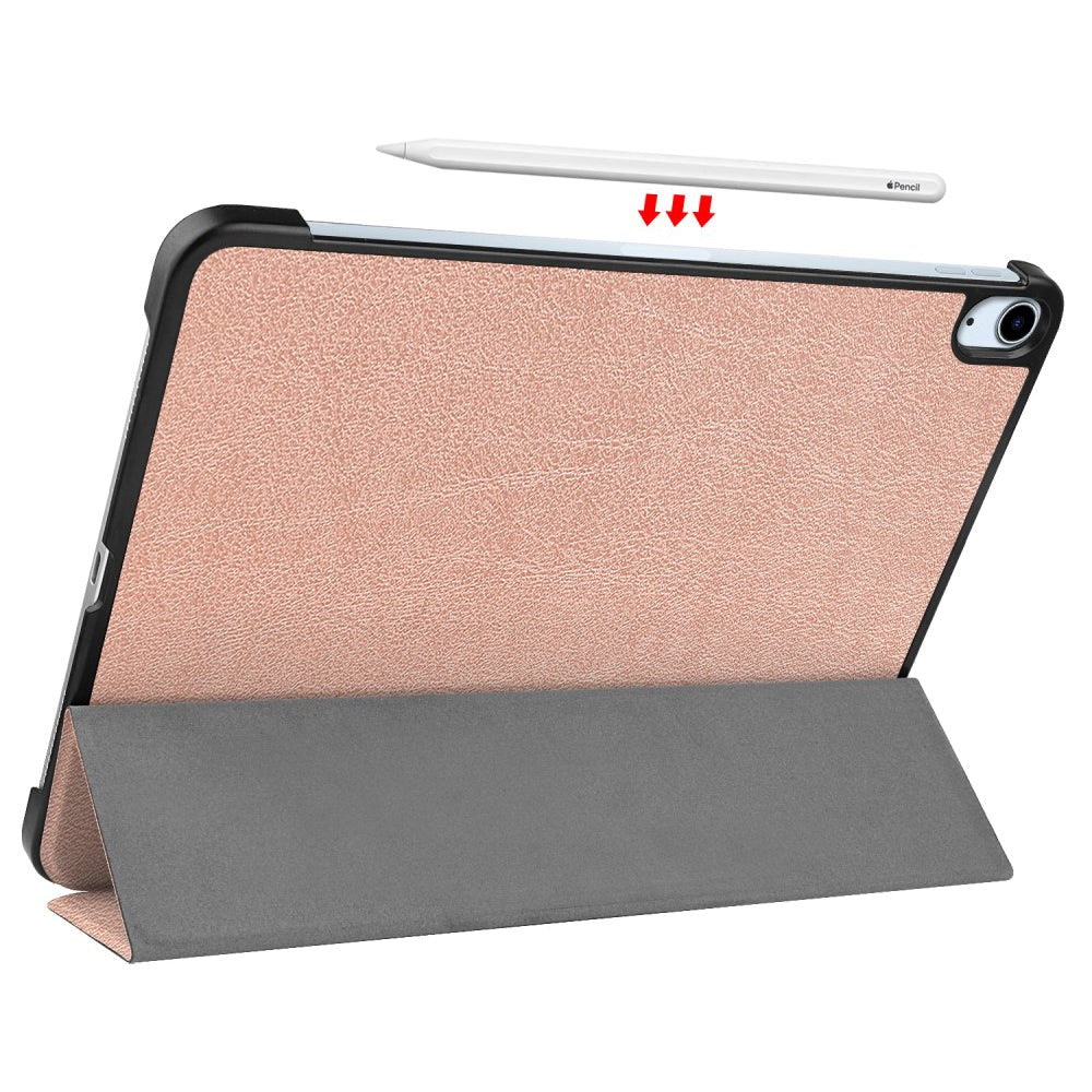 EIDERWOOD iPad Air 10.9-11" (2025-2020) Tri-fold Fodral Litchi-textur - Rött Guld
