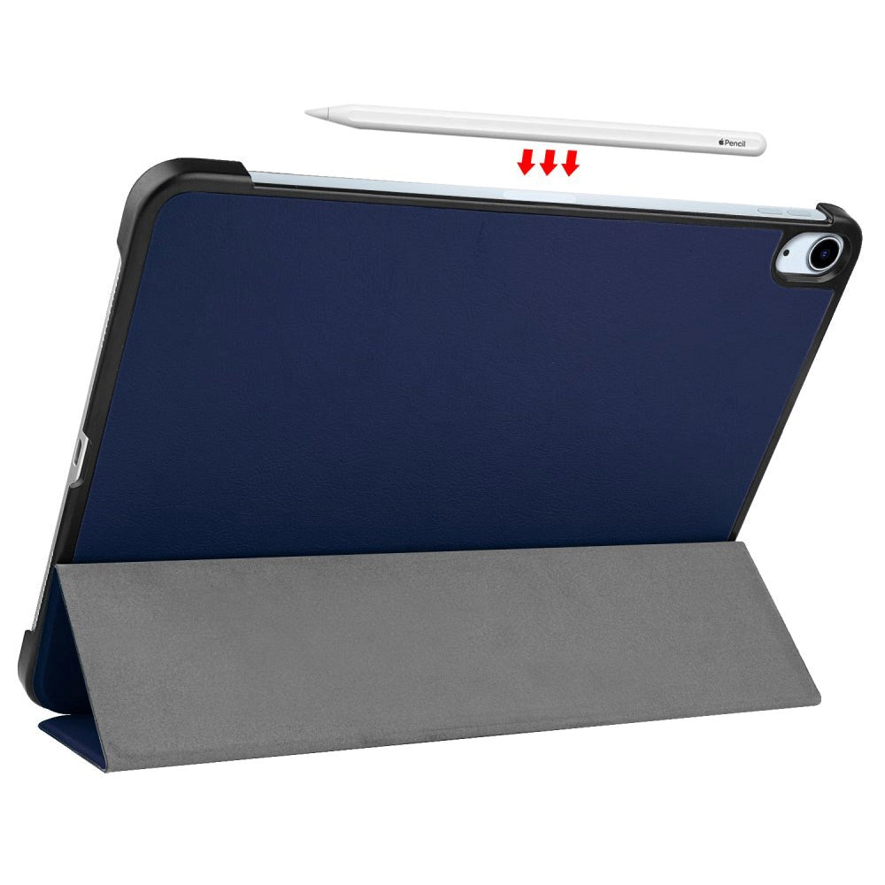 EIDERWOOD iPad Air 10.9-11" (2025-2020) Tri-fold Fodral Litchi-textur - Mörkblå