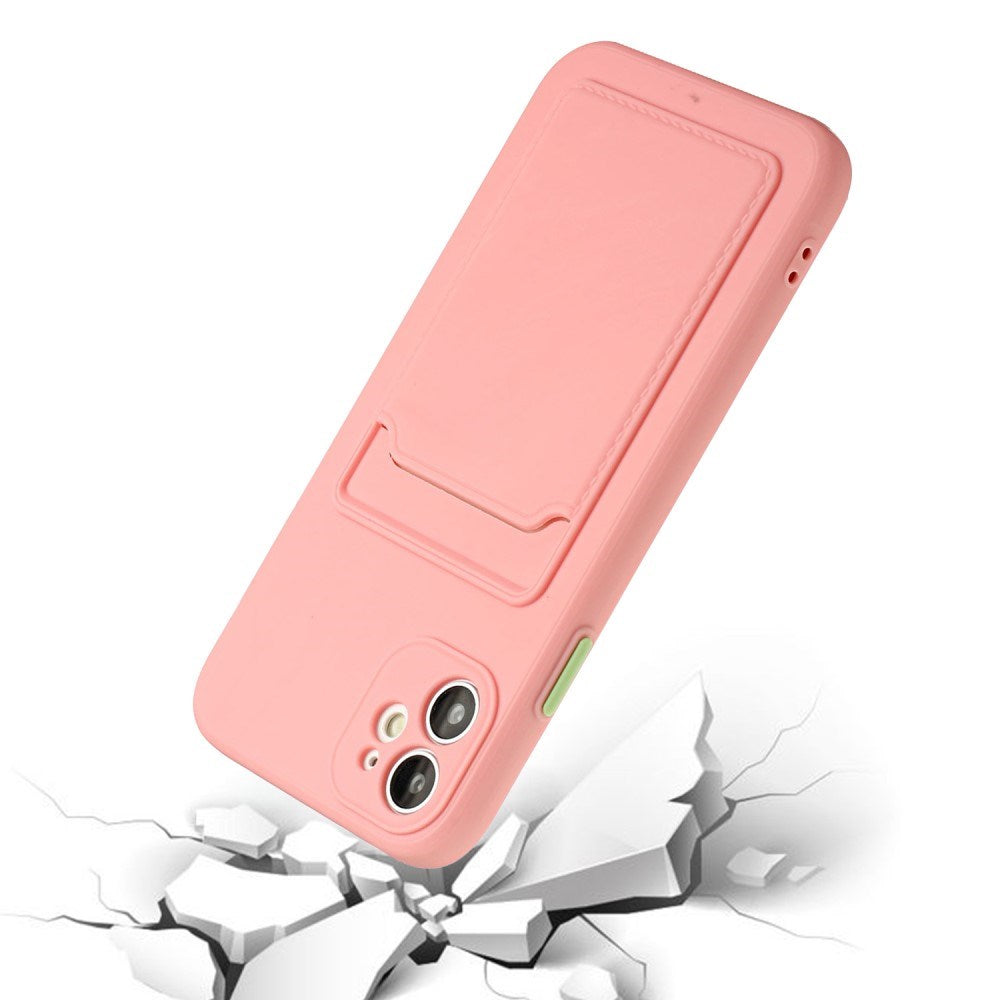 EIDERWOOD iPhone 12 Mini Flexibelt Plast Skal m. Korthållare - Rosa