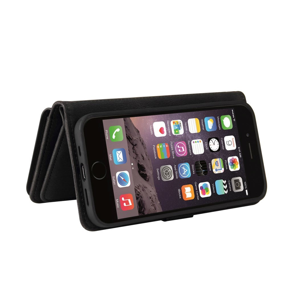 iPhone SE (2022/2020) / 8 / 7 Plånboksfodral med Rem - 15 Kortfickor - Svart