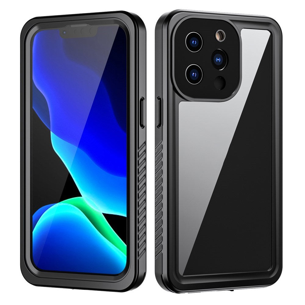 iPhone 13 Pro IP68 Damm- & Vattentätt Skal - Genomskinlig / Svart