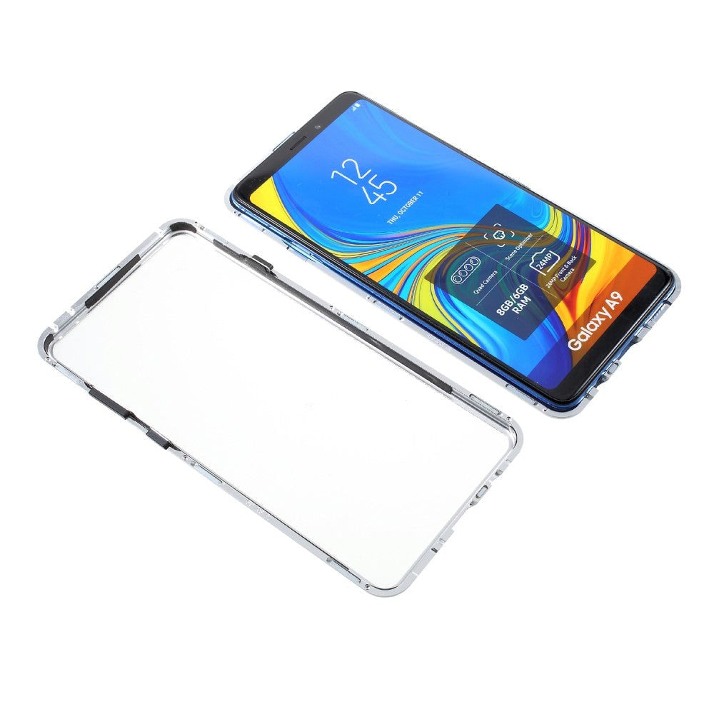 Samsung Galaxy A9 (2018) Magnetic Case m. Glas tillbaka - Vitt