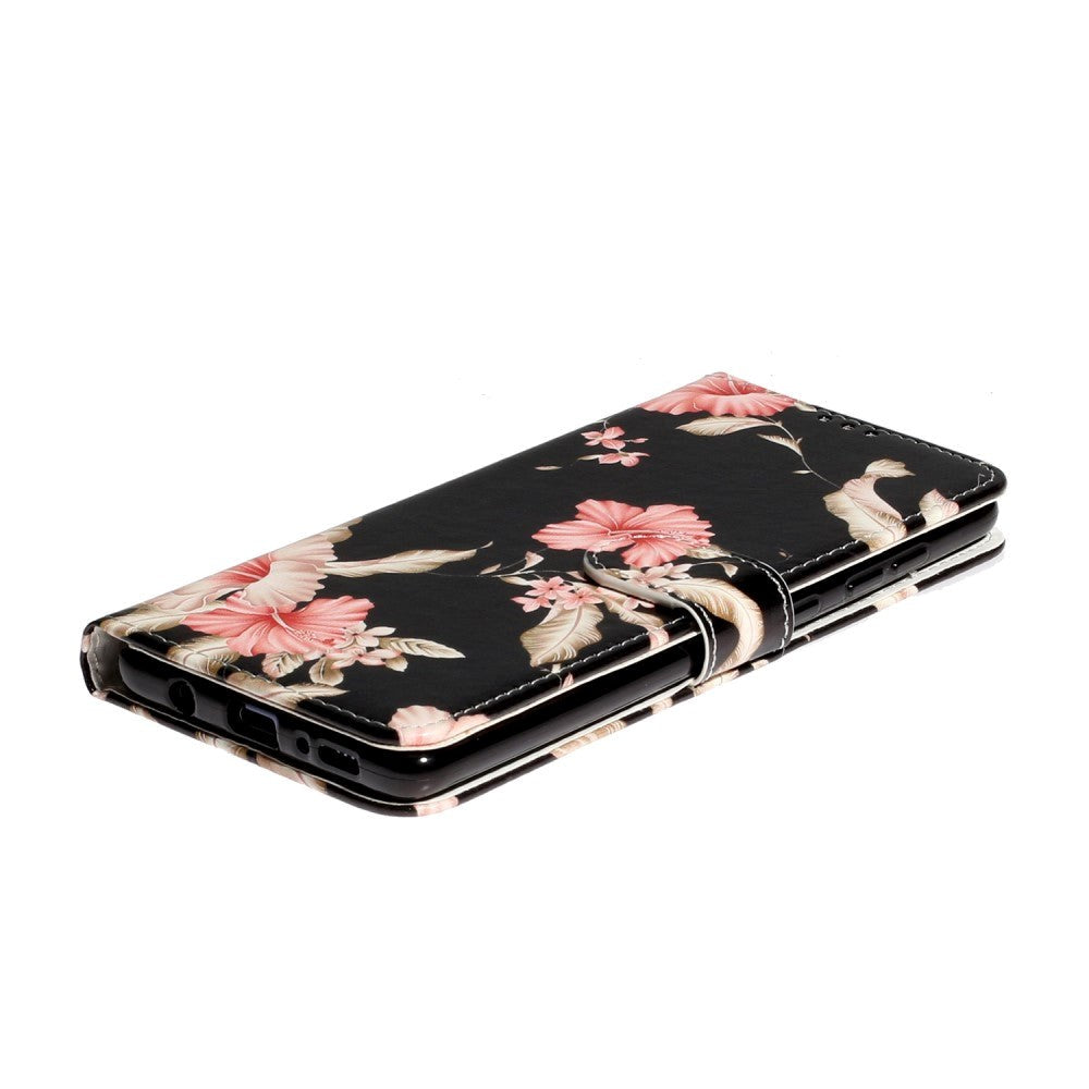 Samsung Galaxy A51 Pink Flowers Wallet Case - Svart / rosa