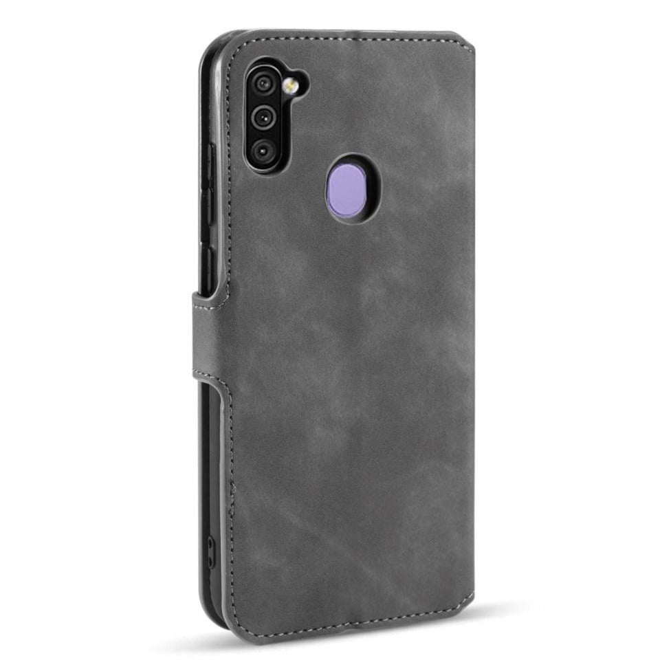 Samsung Galaxy M11 DG.Ming Retro Leather Wallet Case - Grey