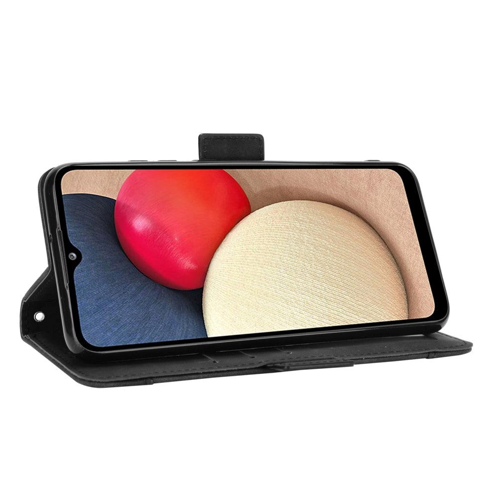 Samsung Galaxy A02S elegant Läderfodral m. Stor plånbok - Svart