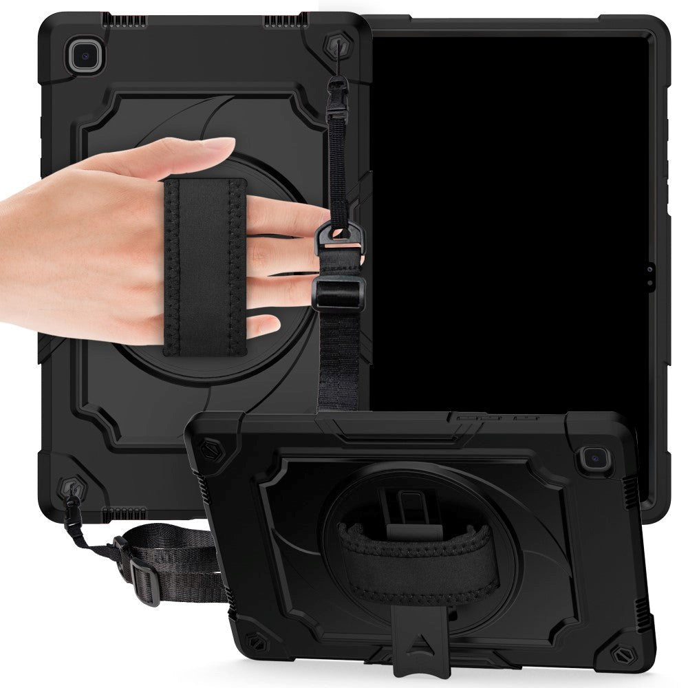 Samsung Galaxy Tab A7 10.4" (2022 - 2020) Tåligt Skal med Handhållare och Axelrem - Svart