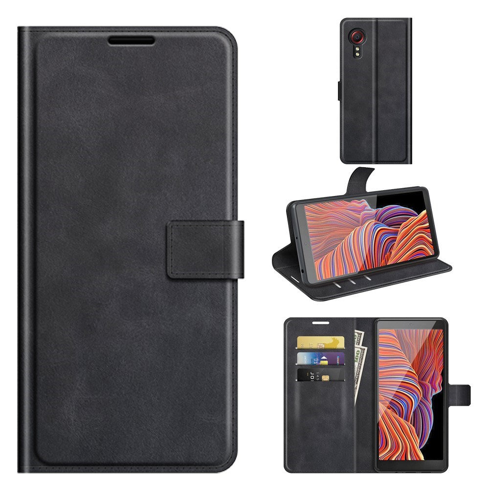 EIDERWOOD Samsung Galaxy Xcover 5 Konstläder Flip Fodral m. Korthållare & Ställfunktion - Svart