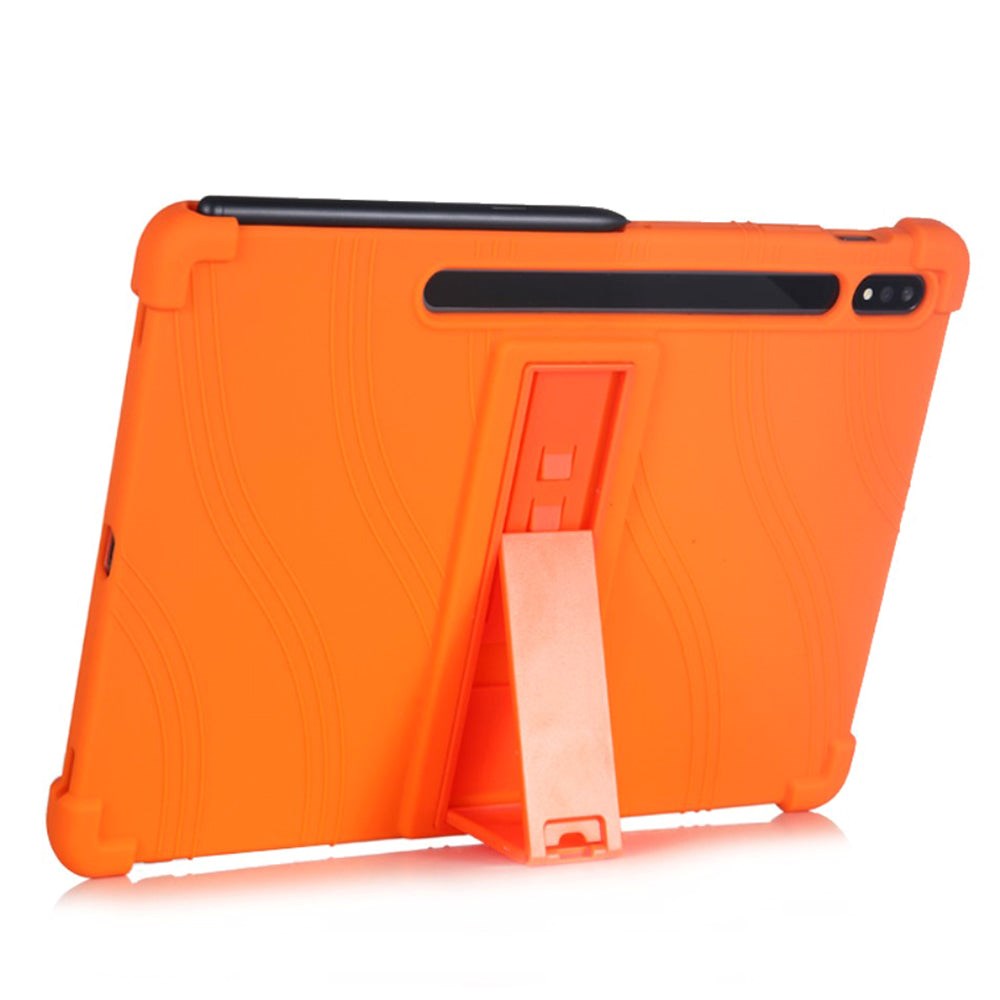 Samsung Galaxy Tab S7 Plus 12.4" Skal med Stativfunktion - Silikon - Orange