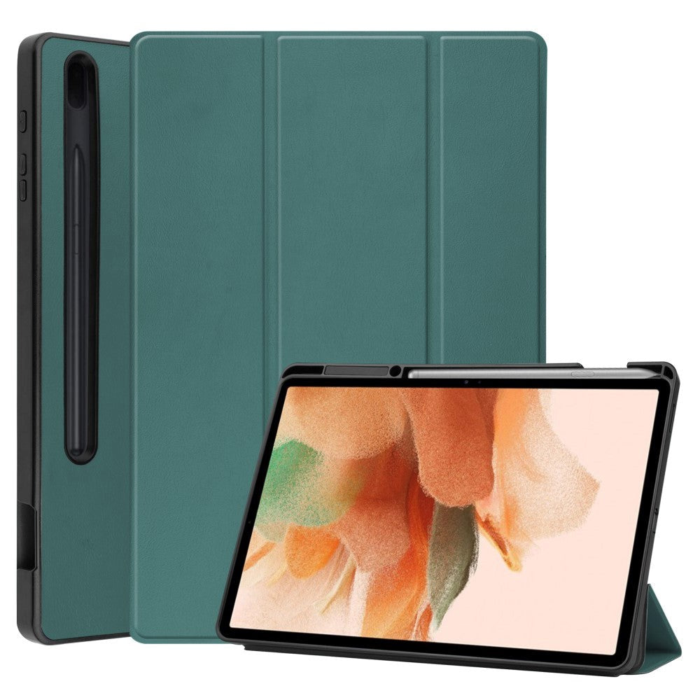 Samsung Galaxy Tab S7 Fe Tri-Fold Flip Case m. wake up/sleep-funktion - grön