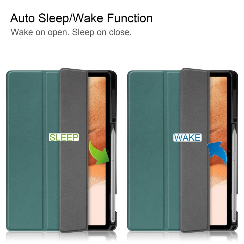 Samsung Galaxy Tab S7 Fe Tri-Fold Flip Case m. wake up/sleep-funktion - grön