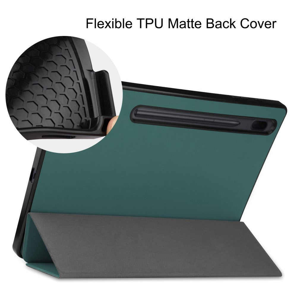Samsung Galaxy Tab S7 Fe Tri-Fold Flip Case m. wake up/sleep-funktion - grön