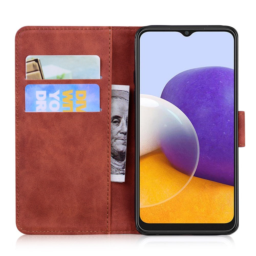 EIDERWOOD Samsung Galaxy A22 (5G) Konstläder Flip Fodral m. Korthållare & Ställfunktion - Brun