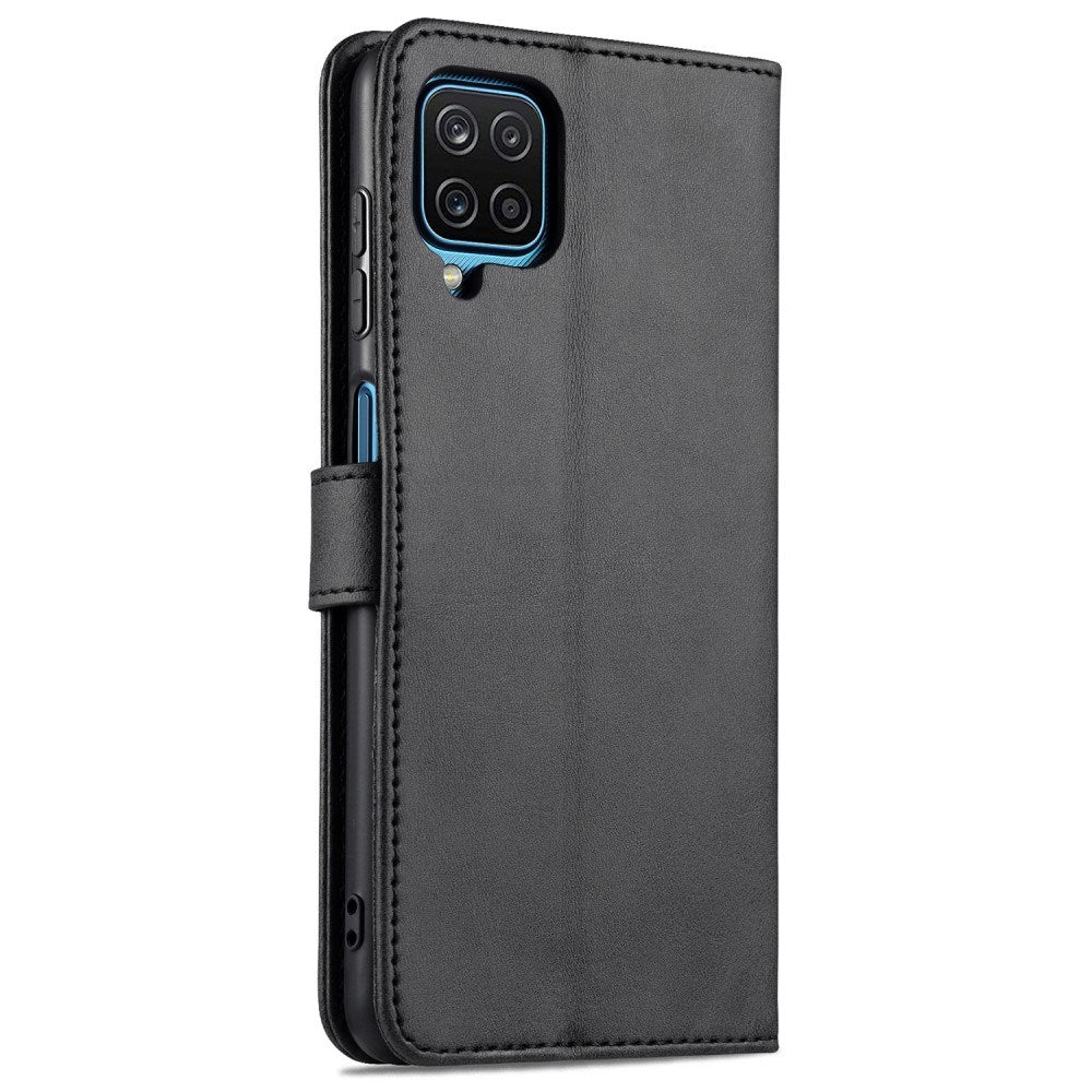 EIDERWOOD Samsung Galaxy A12 Konstläder Flip Fodral m. Korthållare & Ställfunktion - Svart