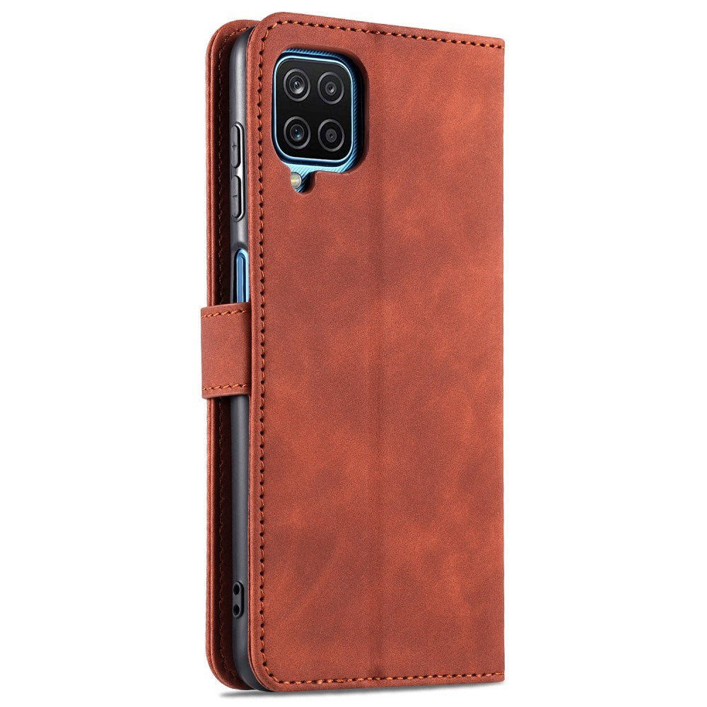 EIDERWOOD Samsung Galaxy A12 Konstläder Flip Fodral m. Korthållare & Ställfunktion - Brun