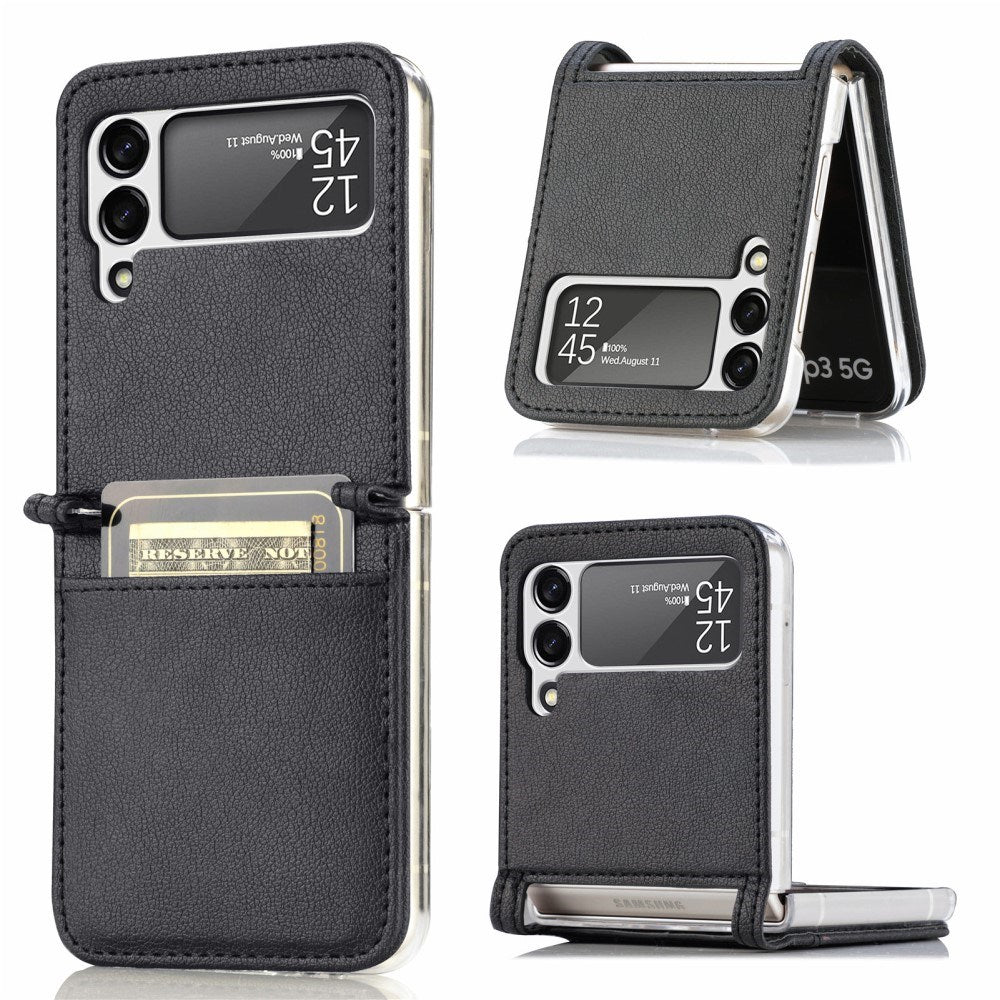 EIDERWOOD Samsung Galaxy Z Flip3 (5G) Konstläder Skal - Korthållare - Svart