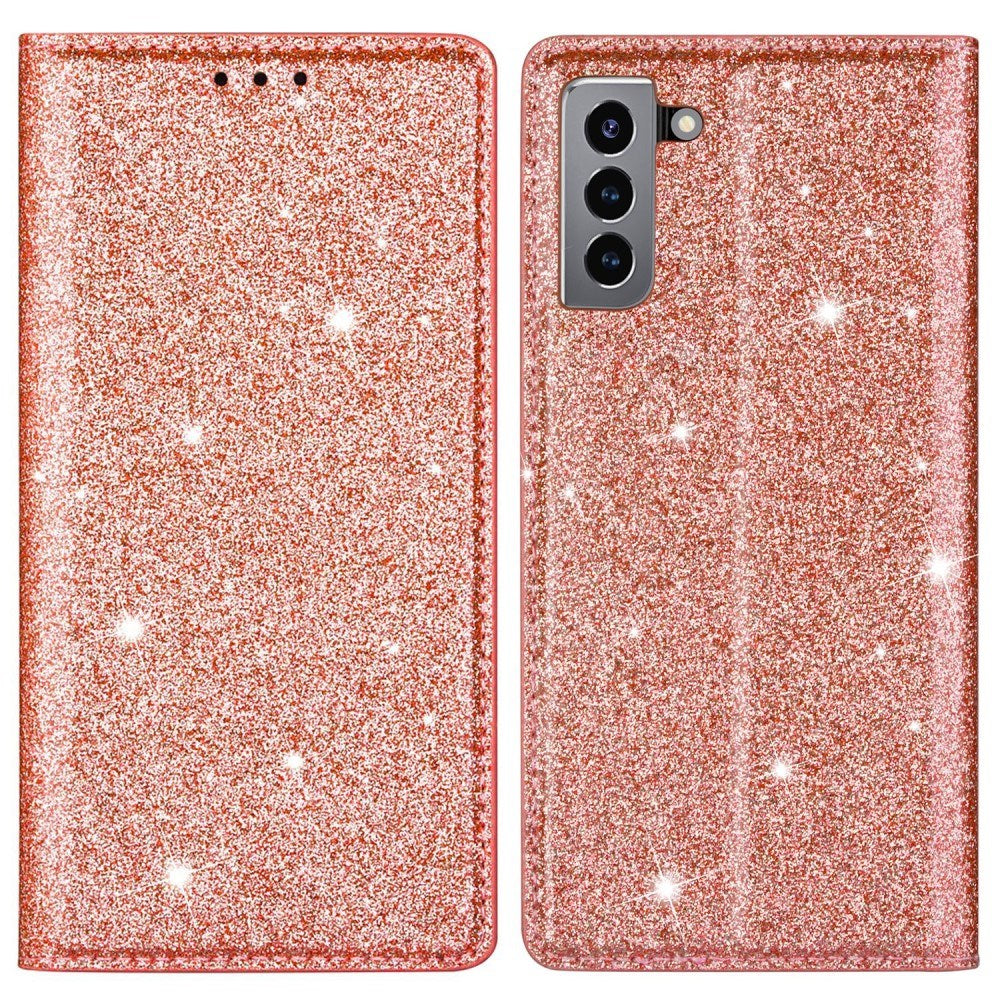 EIDERWOOD Samsung Galaxy S22+ (Plus) Konstläder Fodral med Plånbok & Stativ - Glitter - Rose Gold