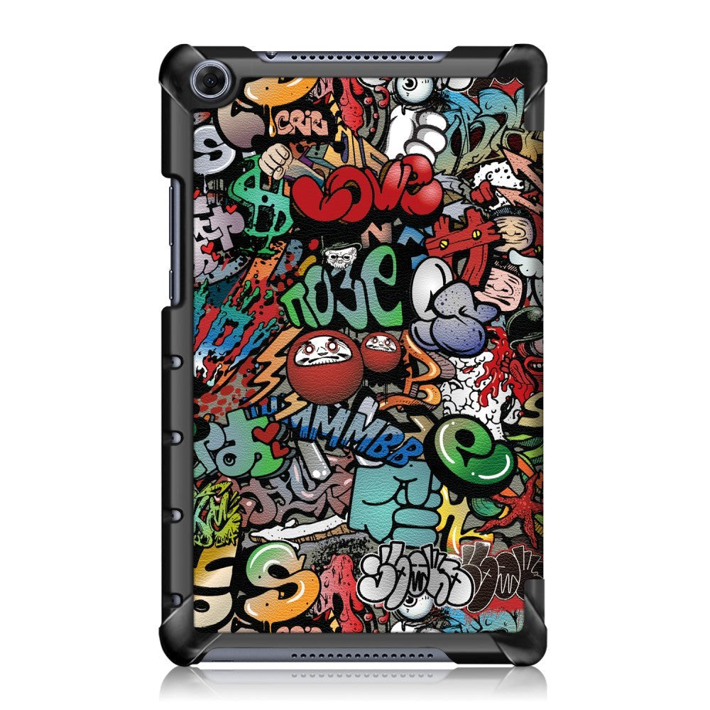 Huawei Mediapad M5 Lite 8 Läderfodral m. Folding & Standing - Cartoon Graffiti