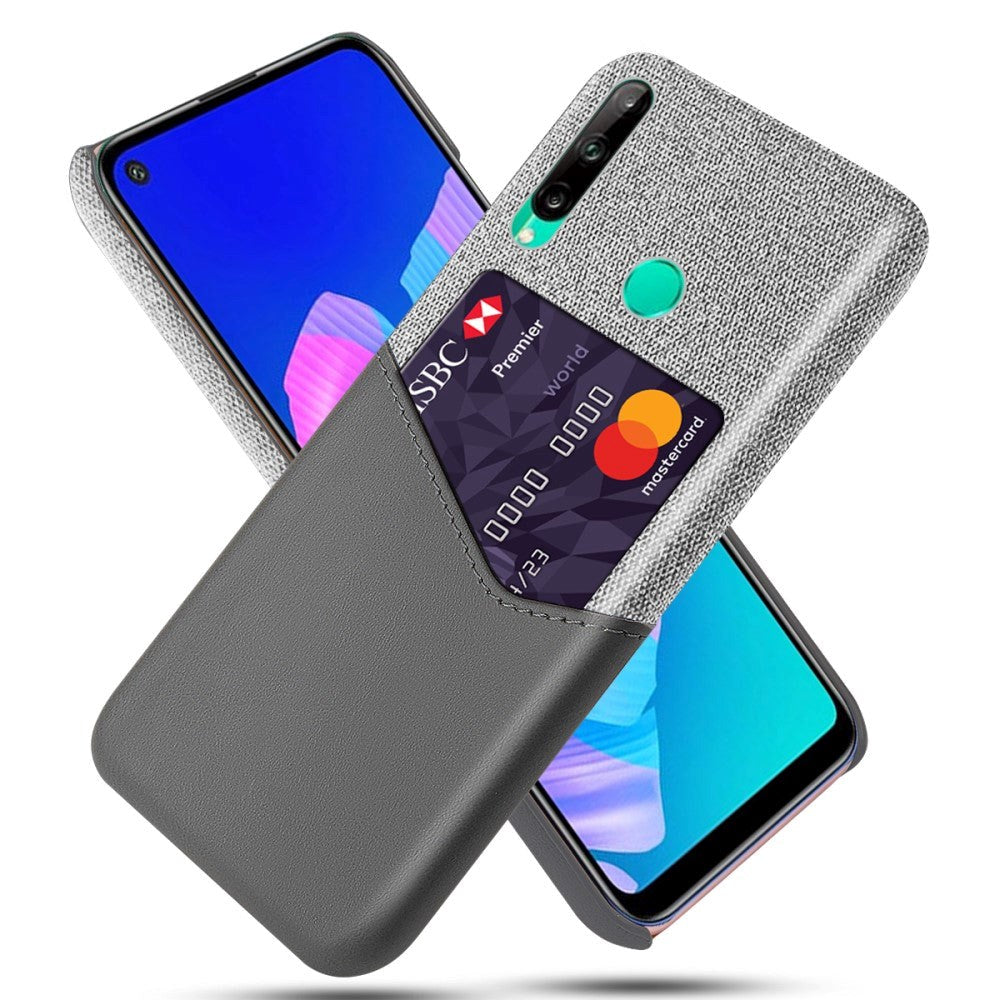 Huawei P40 Lite E Faux Leather Case m. Korthållare - Grå