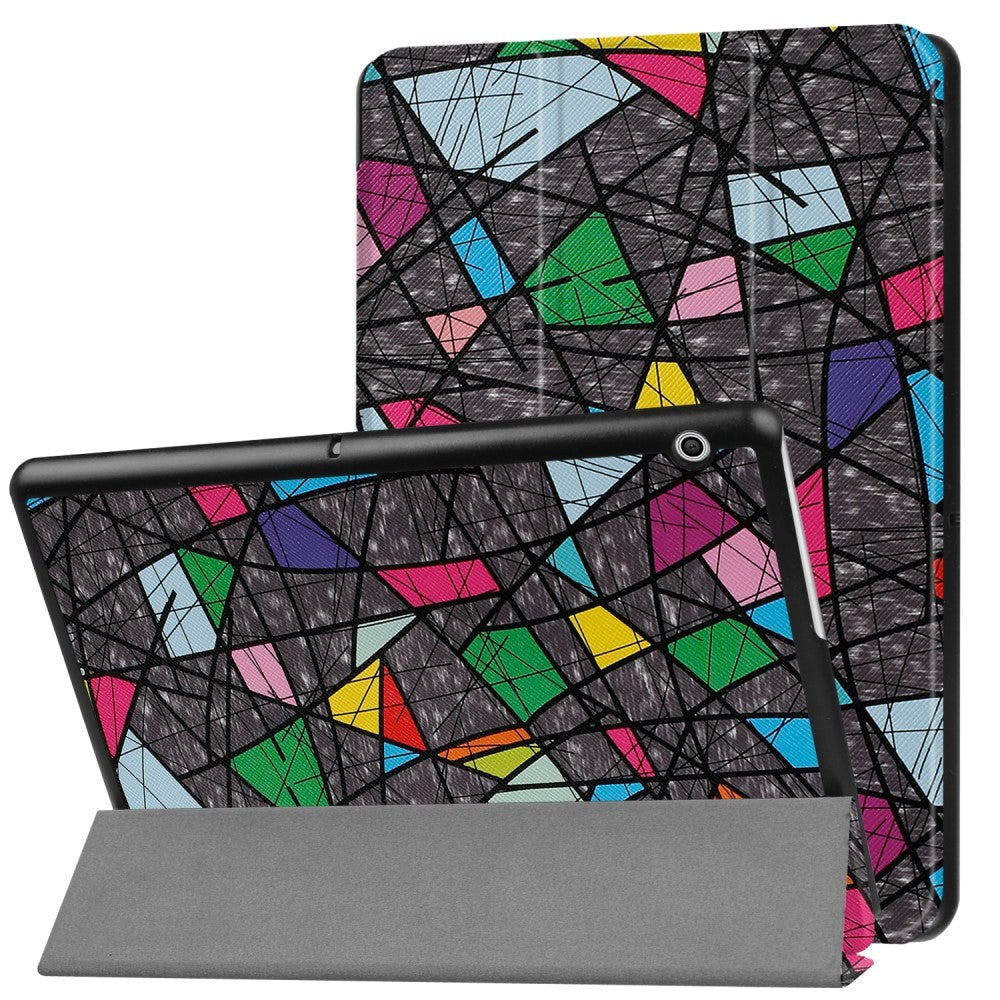 Huawei Mediapad T3 10 9.6" Skal - Tri-Fold Leather Case" Crazy Patterns "Gray