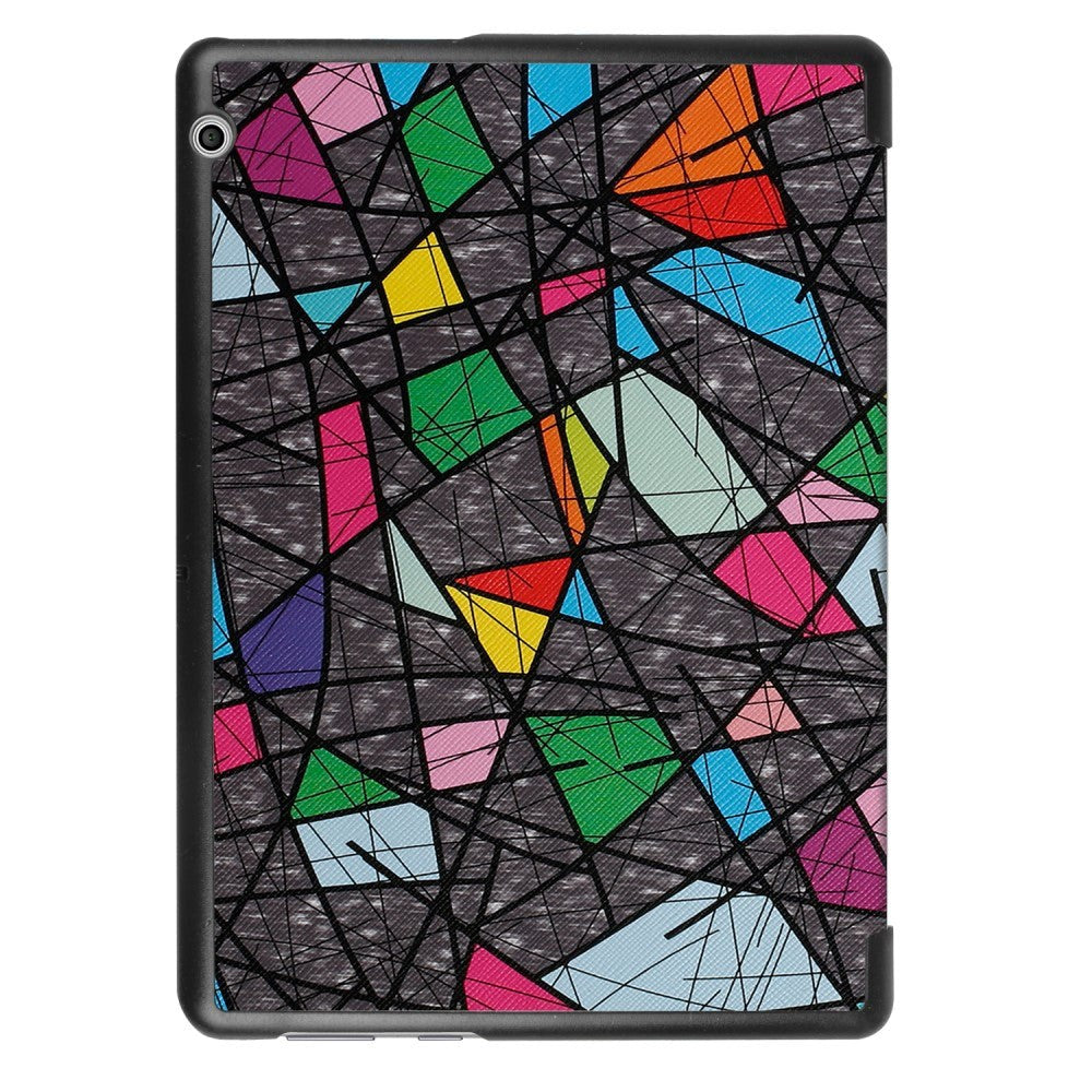 Huawei Mediapad T3 10 9.6" Skal - Tri-Fold Leather Case" Crazy Patterns "Gray