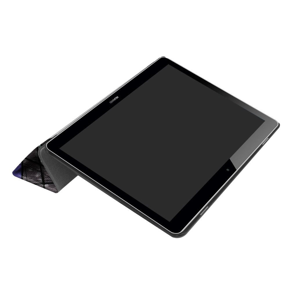 Huawei Mediapad T3 10 9.6" Skal - Tri-Fold Leather Case" Crazy Patterns "Gray