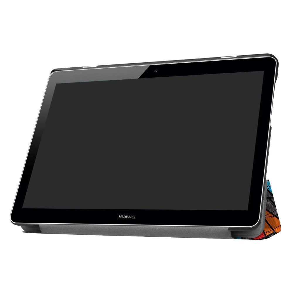 Huawei Mediapad T3 10 9.6" Skal - Tri-Fold Leather Case" Crazy Patterns "Gray