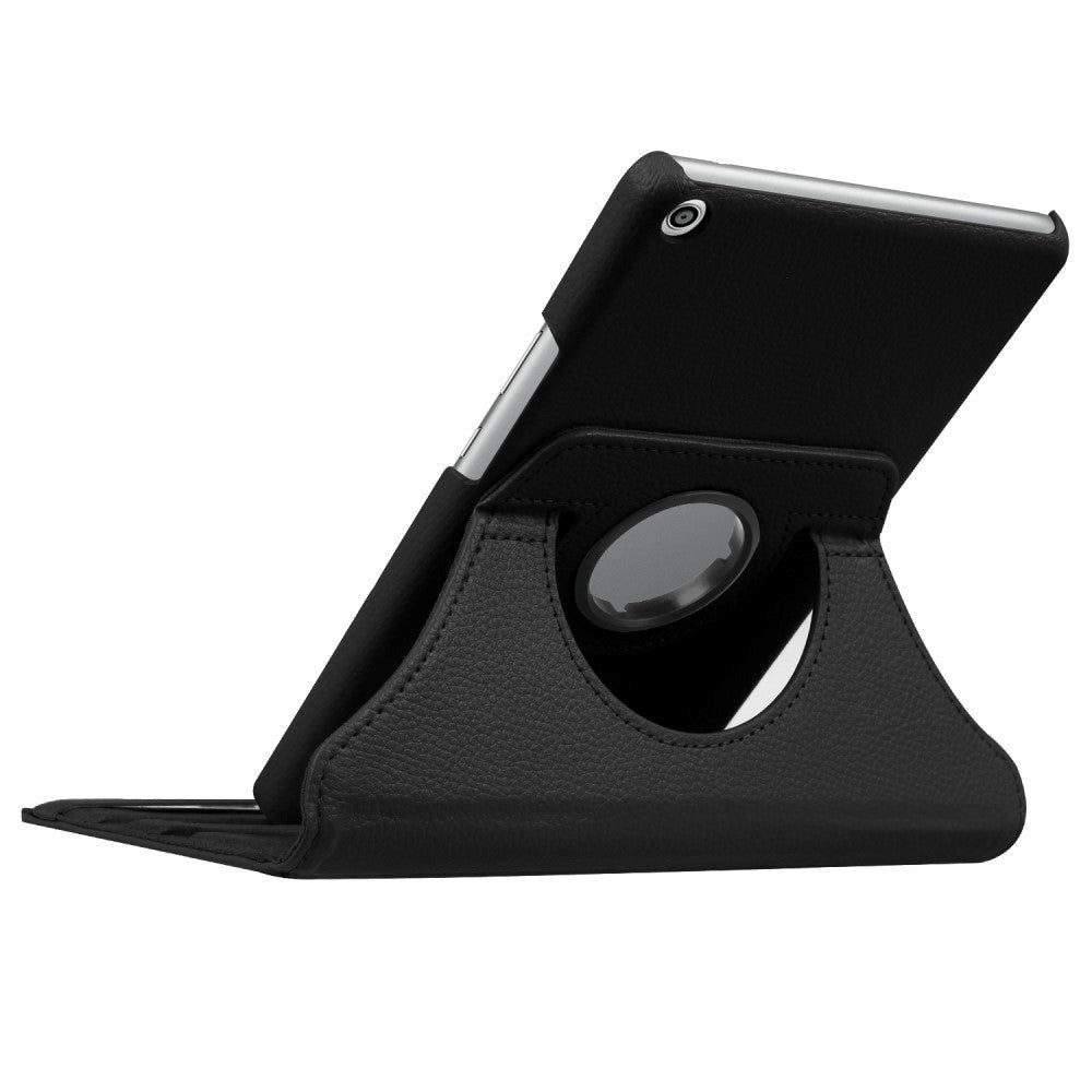 Huawei Mediapad T3 8" Skal - Läderfodral m. 360 graders stativ Svart