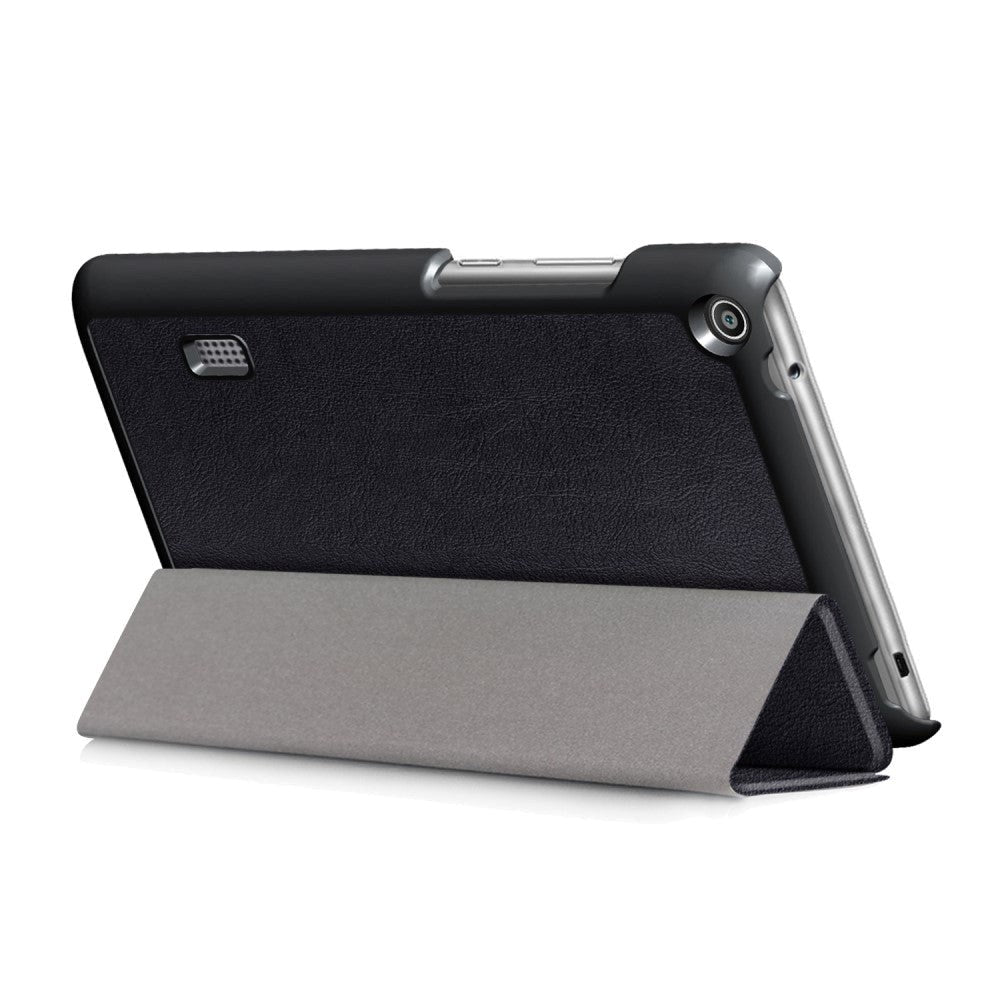 Huawei Mediapad T3 7" Case - Classic Tri-Fold Leather Case Black