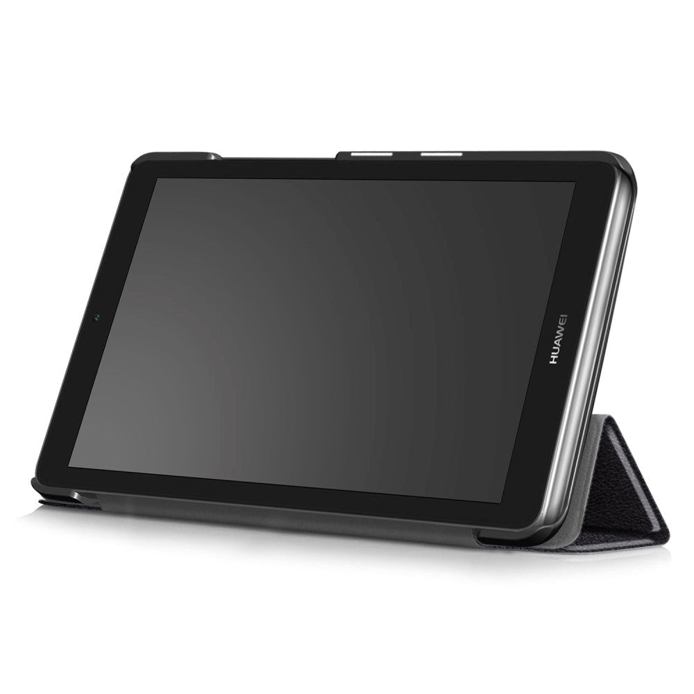 Huawei Mediapad T3 7" Case - Classic Tri-Fold Leather Case Black