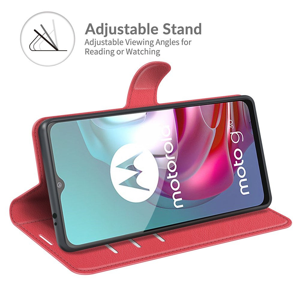 EIDERWOOD Motorola Moto G10 / G20 / G30 Konstläder Flip Fodral med Korthållare & Ställfunktion - Röd