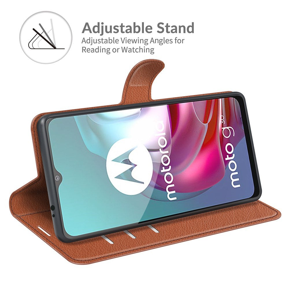 EIDERWOOD Motorola Moto G10 / G20 / G30 Konstläder Flip Fodral med Korthållare & Ställfunktion - Brun