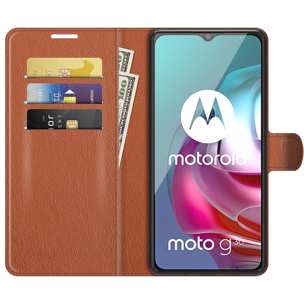 EIDERWOOD Motorola Moto G10 / G20 / G30 Konstläder Flip Fodral med Korthållare & Ställfunktion - Brun
