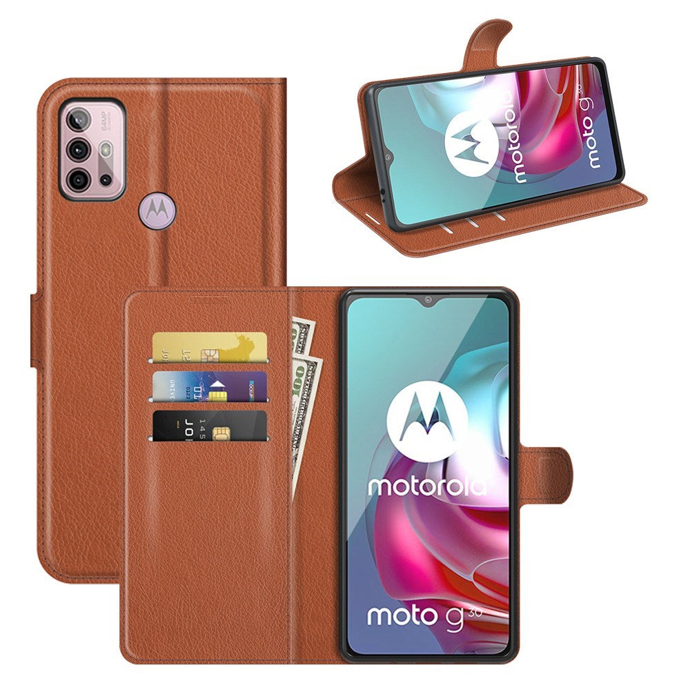 EIDERWOOD Motorola Moto G10 / G20 / G30 Konstläder Flip Fodral med Korthållare & Ställfunktion - Brun
